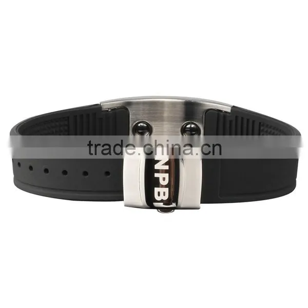 Noproblem P035 FDA Cool Man Germanium Scalar Charm Power Tourmaline Stainless Silicone Fashion Health Bracelet photo-2