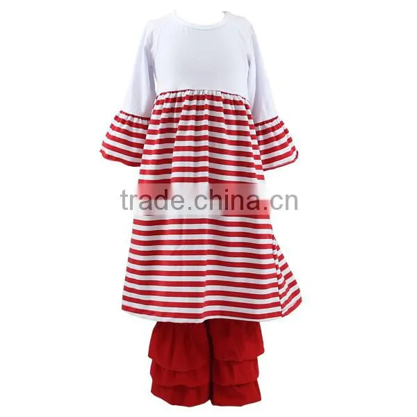 Stripe Maxi Dresses Ruffle Pants Sets Little Girl Boutique Remake Clothing Set Stripe Outfit Baby Clothing Christmas photo-3