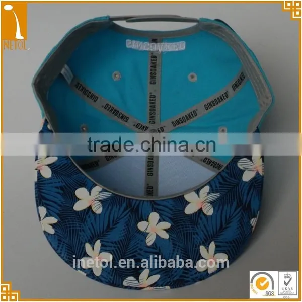 Promotional 6 Panel Polyester Cotton Printed Custom Floral Snapback Baseball Cap photo-5