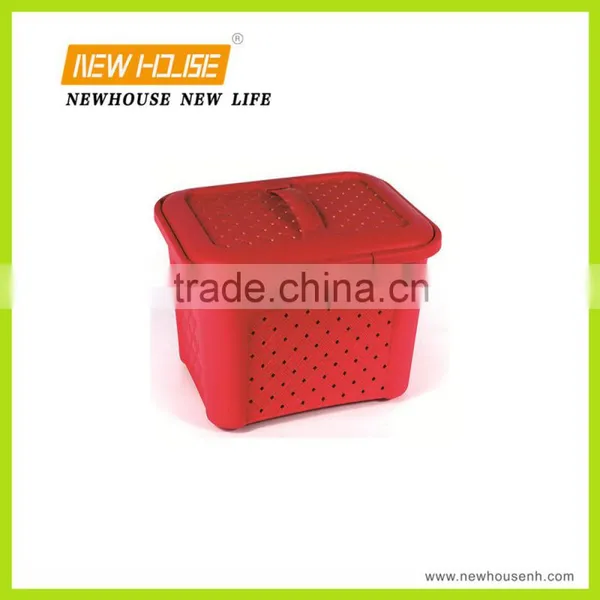Popular Rectangle Plastic Storage Basket With Lid