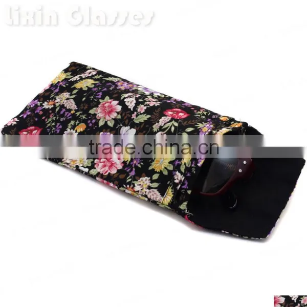 New Hot Selling Soft Cloth Bag Sunglasses Glasses Pouches Black Red Flower Eyewear Accessories Mobile Phone Bag 90*180mm BDH02D photo-3