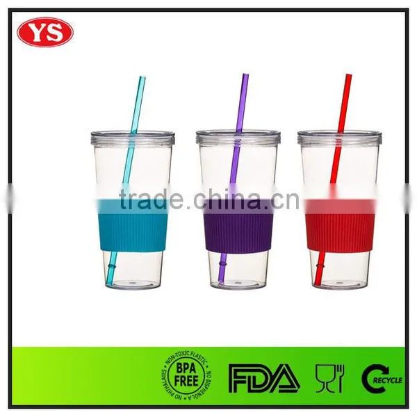 24oz Single Wall Acrylic Beverage Tumbler With Straw photo-2