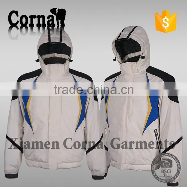 Men Hiking Tactical Hood White Blue Ski Jacket Windproof Waterproof Softshell Jacket photo-3