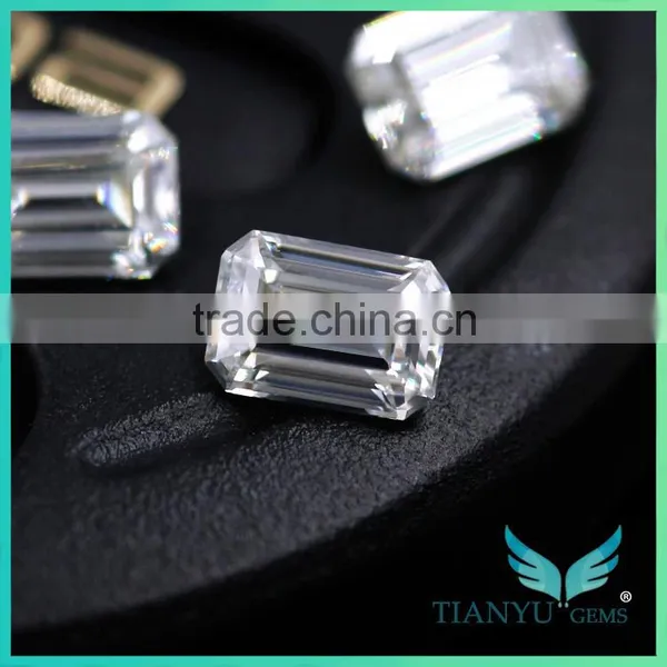 China Factory Manufacturing Gemstone 10x8mm Emerald Cut Moissanite Band photo-2