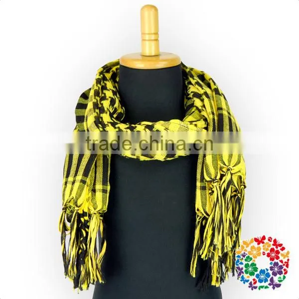 Wholesale Ladies Muslim Products Bright Yellow Tassels Hijab Scarf Fashion Lady Fringe Scarf photo-5