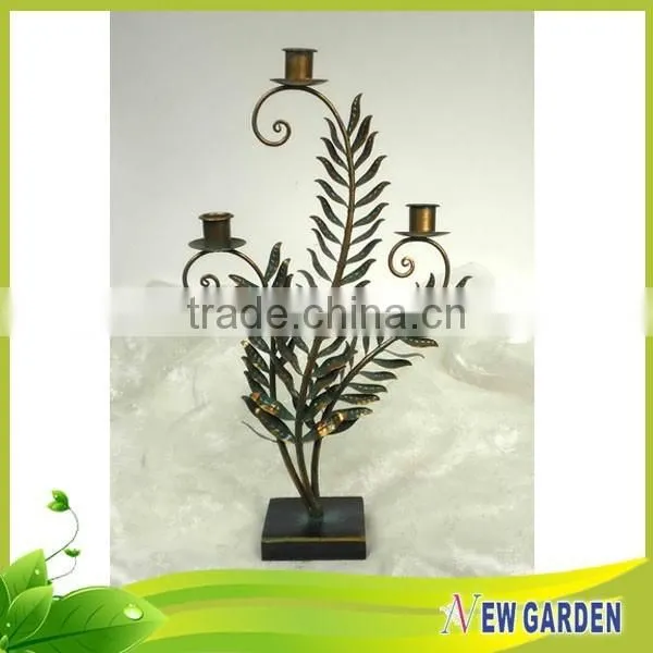 China Factory ODM & OEM Unique Olive Branch Shape Standing Metal Candle Holder