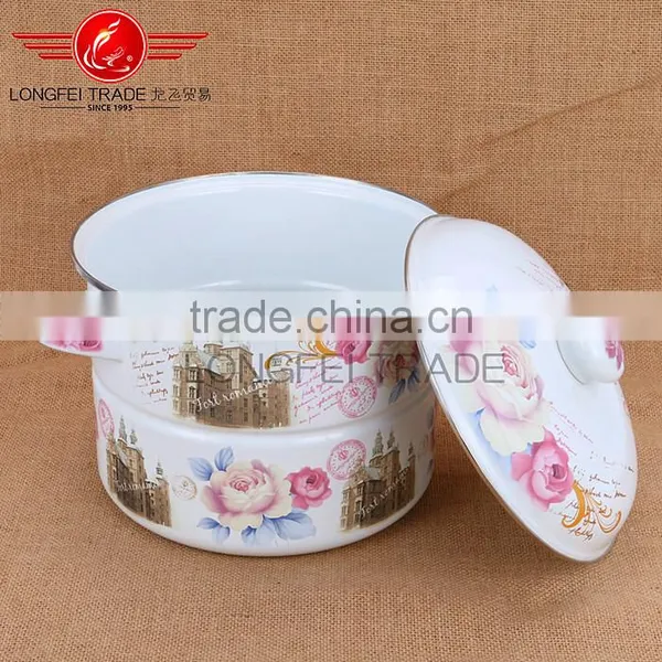 Best Selling Multi-functional Ceramic Enamel Steamer Pot Stew Pot With Full Decal photo-2