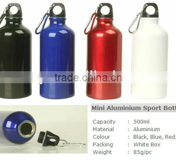 500ml With Heat Transfer Logo and Carabiner Lid for Aluminum Sport Water Bottles photo-4