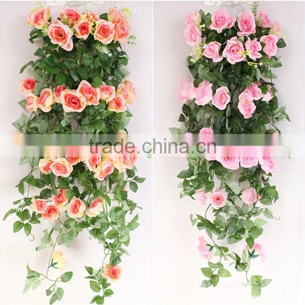 100CM 5Stems Artificial Rose Garland Wedding Party Decor Silk Flower Vine Garland photo-2