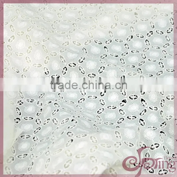 Off-white Hollow Out Small Floral Embroidery Fabric, Vintage Cotton Lace Fabric photo-4