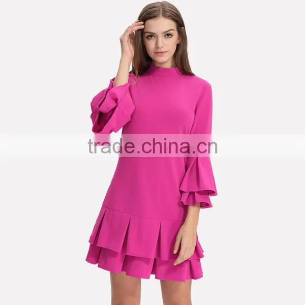 New Fashion Pleated Lantern Skirt Dress Elegant Ladies Skater Dress photo-3