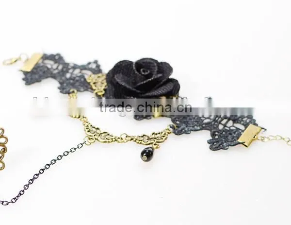 Yiwu Wholesale Rose Lace Bracelet Hot Girls Bracelets Sets With Ring photo-4