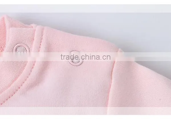 Puff Printing Cute Pink Crew Neck Baby Girls Long Sleeves T-shirt photo-5