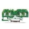 Green - Yellow 3 Conductor Ground Terminal Block, Rail Spring Terminal Blocks SP204