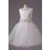 Ball Gown Scoop Neck Sleeveless Flowers Tea-length Junior Bridesmaid Dresses