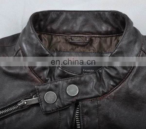 2015 Last Fashion Mens Handsome Motrocycle Slim Fit Leather Jacket photo-4
