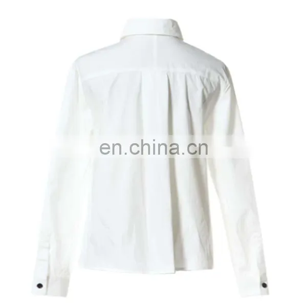 Wholesale Custom White Plain Ladies Office Shirt With 100% Cotton photo-3