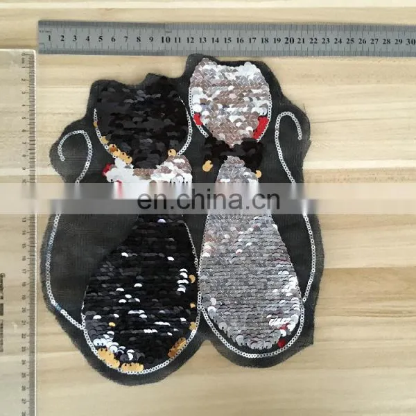 Fashion Embroidery Two Side Design Reversible Sequins Patch photo-5