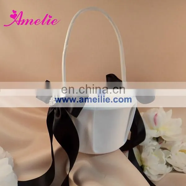 AR7845 White and Silver Flower Girl Basket Wedding