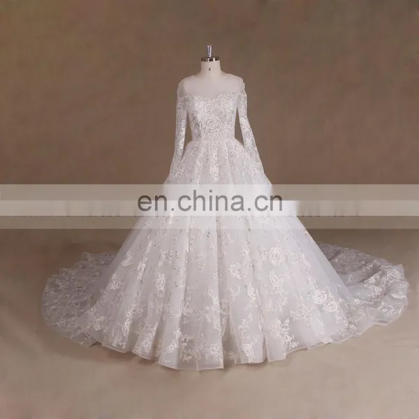 Luxury Lace Long Sleeve Islamic Wedding Dress