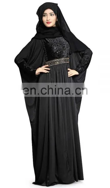 2017 Velvet Lycra (Stretchable) Dubai Style Free Size Abaya (Islamic Wear Abhaya Burkha) photo-2