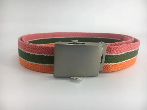 Women Fashion High Quality Elastic Polyester Cotton Woven Belts Webbing Belts With Polished Silver Slider Buckle