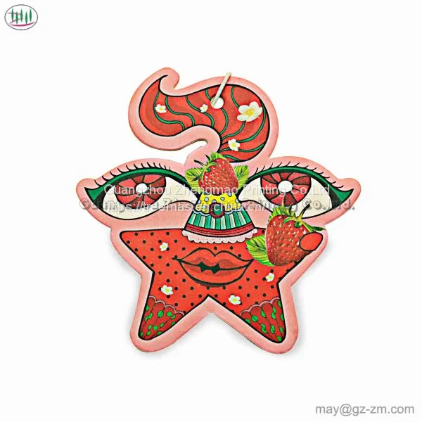 CMYK Printing Offset Paper Card Strawberry-like Forty-five Days Lasting Aroma Car Air Freshener photo-5