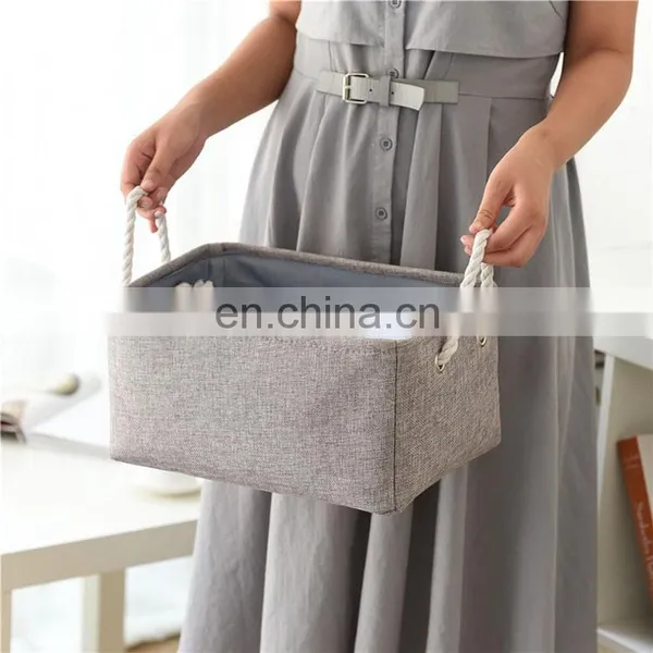 2020 Best Selling Gray Cotton Hemp Children's Toys Folding Cloth Foldable Portable Storage Box photo-6