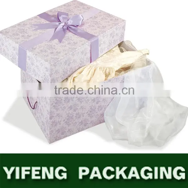 Floral Printed Dress Handmade Paper Gift Box For Wedding Dress photo-3