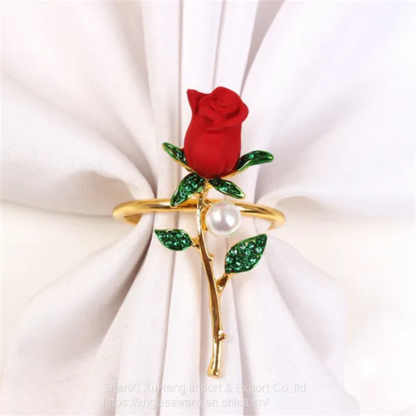 Rose Flower Serving Napkin Rings Valentine's Day Napkin Rings Wedding Party Ornaments For Napkins Table Decor photo-3