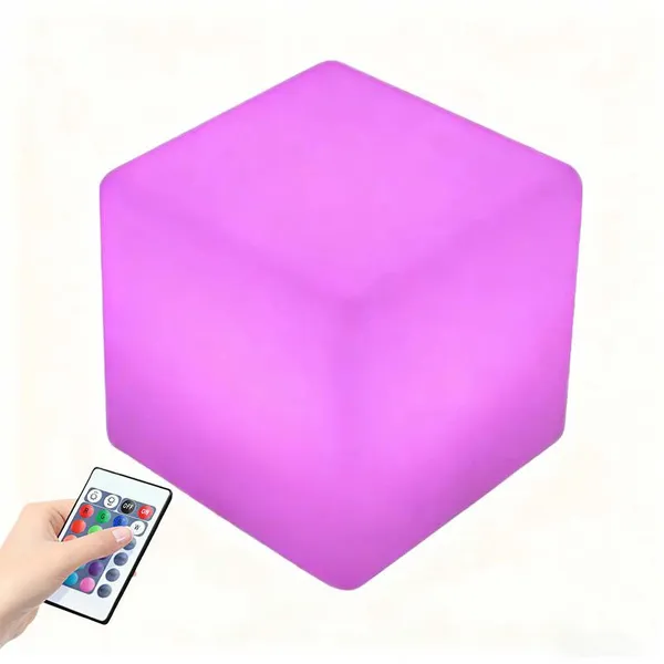 Modern Style Rechargeable LED Cube Bar Chair Plastic Light-Up Furniture Durable & Eco-Friendly for Outdoor Hotels Home Bars photo-5
