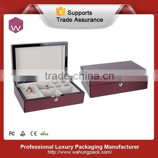 Custom Size Available Red Storage Jewelry Box With Two Floors photo-5