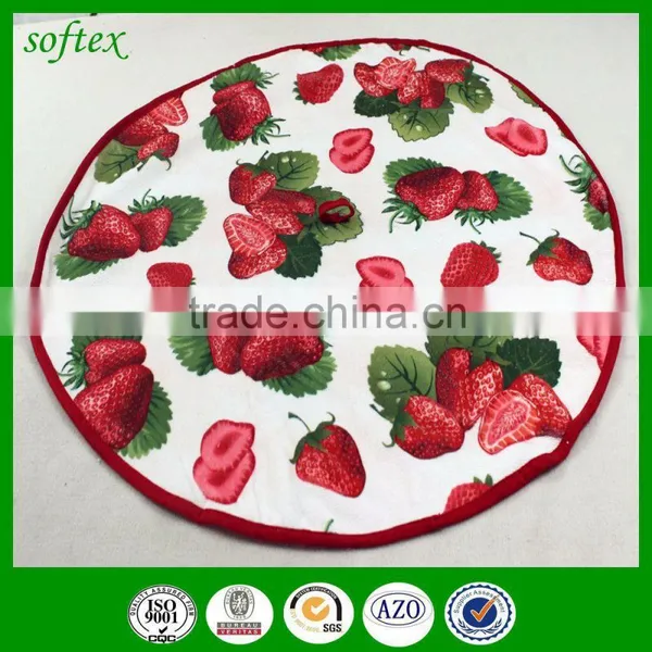 China Supply Round Type Printing Cotton Kitchen Towel With Ties photo-3
