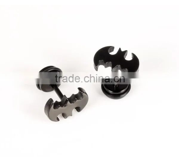 New 2016 Latest Design 316L Stainless Steel Black Plated Batman Earring for Men photo-4