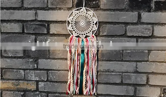 Geometric Large White Dream Catcher - Colour Fringe White Dream Catcher - Boho Wedding Decor - Bohemian Crochet Dream Catcher