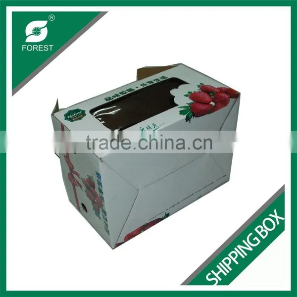 CUSTOMIZED MADE SHIPPING BOX WITH HANDLE FOR STRAWBERRY CORRUGATED BOX FOR GRAPES PACKING WITH PVC WINDOW photo-6