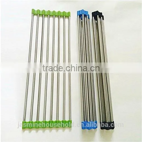 2016 Roll Up Silicone Handy Drainer Commercial Stainless Steel Dish Rack photo-5