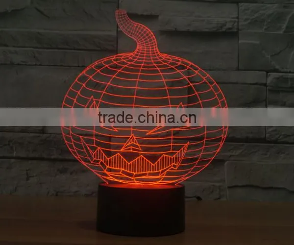 Christmas Gift !3D Illusion Bulbing Night Light Lamp 7 Color Change Touch Switch Novelty Pumpkin Mini Light For Hallowen photo-4
