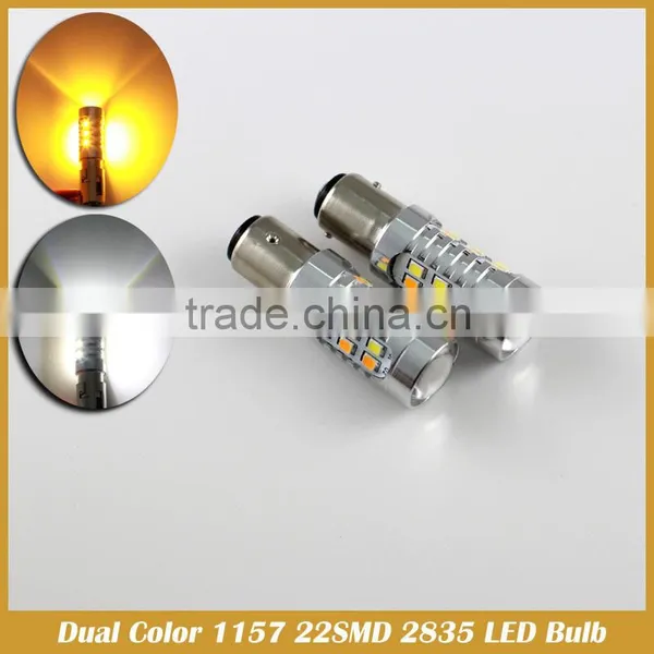Dual Color 1157 White/Amber Switchback 22SMD 2835 LED Running Light/Signal Light photo-2