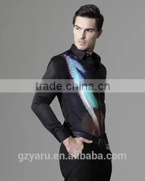 Men's Fashion Casual Printed Latest Long Sleeve Cotton Shirt photo-3