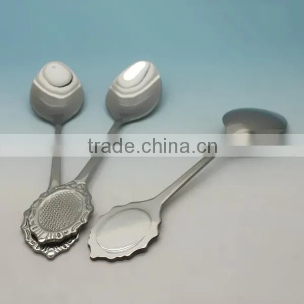 bulk Stainless steel polishing metal tasting spoons with wood handle for decorate or use