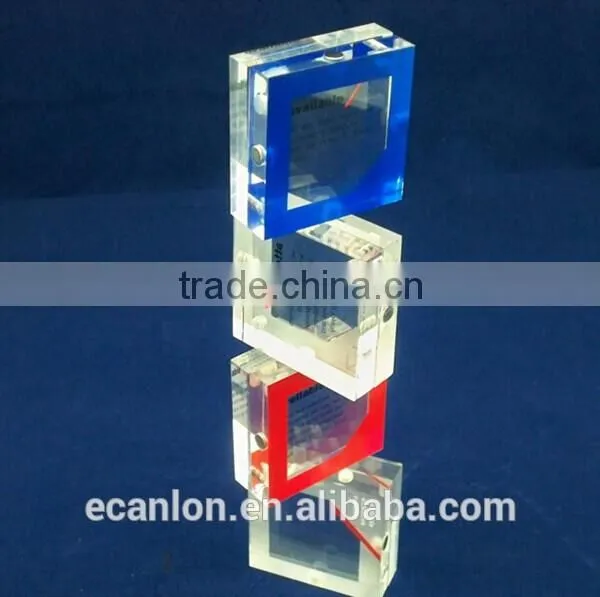 Transparent Magnet Perspex Cube,acrylic Block Sign Holderfor Picture photo-3