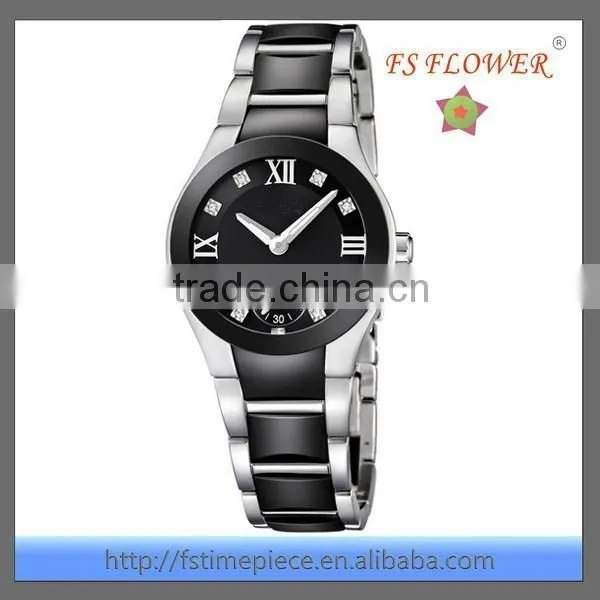 High Grade Fashion Womens Steel Between Ceramic Diamond Dial Watch photo-2