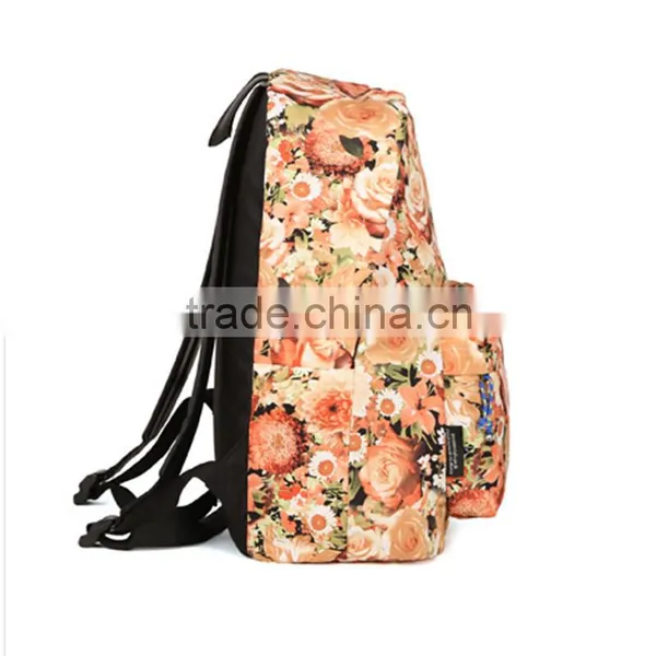 2016 New Fashional Floral Printed Nylon Youthful Backpack Girls School Bag photo-3