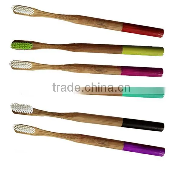 2016 Biodegradable Colourful Round Handle Wooden Bamboo Toothbrush photo-2