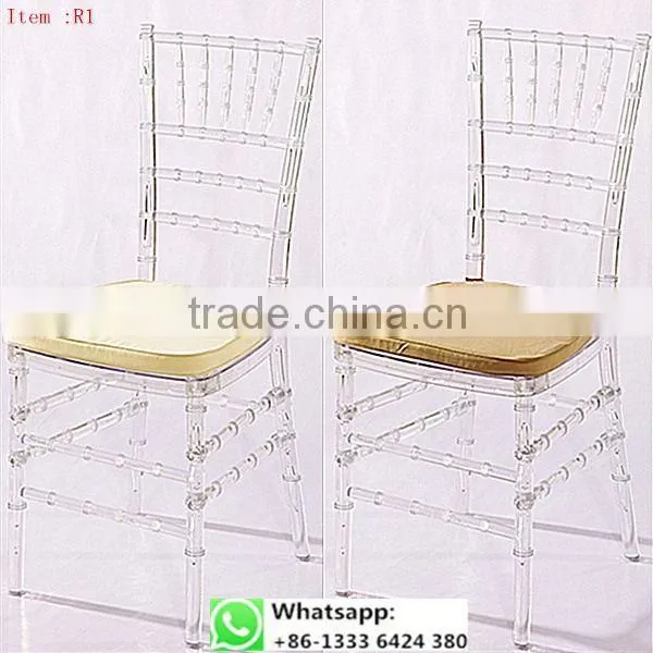 Quality Factory Supply Transparent Clear Resin Acrylic Wedding Chiavari Chair for Wedding Item: R1#
