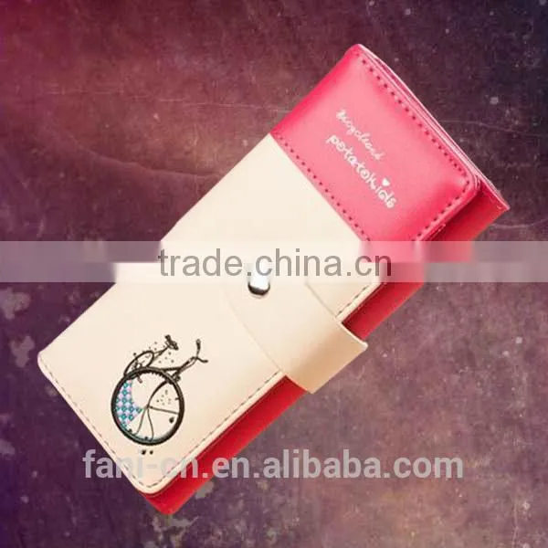 2015 Hot Selling Handmade Leather Wallets With Bicycle Printing Design for Woman photo-5
