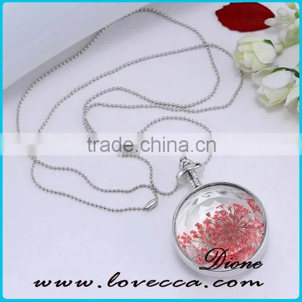 Silver ROUND Pendant Necklace With Flower Design Wholesale Fashionable Jewelry photo-3