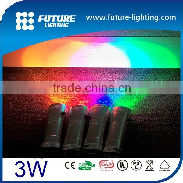 2 Days Delivery Battery Powered AAA 3W Multi Color RGB Color Changing Flash and Strobe Ultrafire Led Flashlight