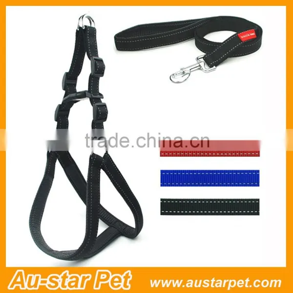 Hot-sales Comfortable Foam Padded Pet Dog Harness and Leash Set With Reflective Strip photo-3